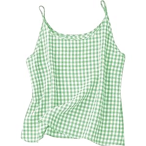 Girls Gingham Crop Tank Tops Linen Sleeveless Spaghetti Strap Plaid Camisole Kids Summer Loose Fit Casual Blouse Beachwear