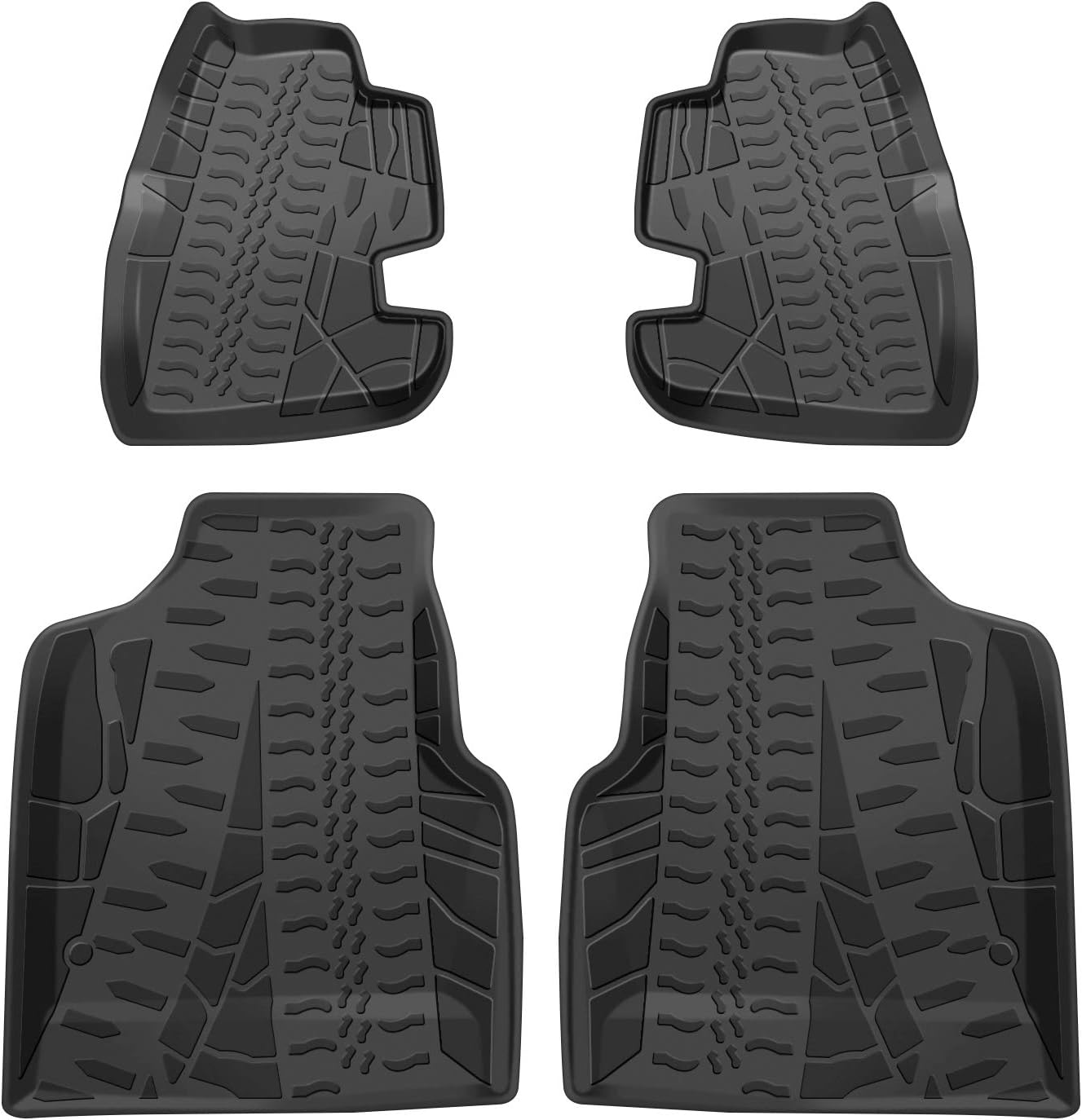 IBACP Front & Rear Black Rubber Carpets Floor Mats Waterproof Floor Liner Kit for 1997-2006 Jeep Wrangler TJ - 4Pcs