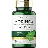 Carlyle Moringa Oleifera Supplement | 180 Capsules | Complete Green Superfood for Women and Men | From Moringa Leaf Powder | Non-GMO and Gluten Free