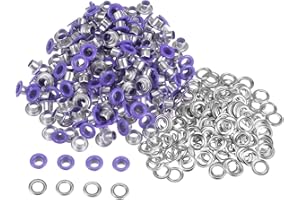 HARFINGTON 300set Grommets Kit Metal Eyelets 4mm 1/6" Hole Tiny Grommet with Washers for Shoes Clothes Belt Tag Bag Fabric Leather DIY Project, Purple