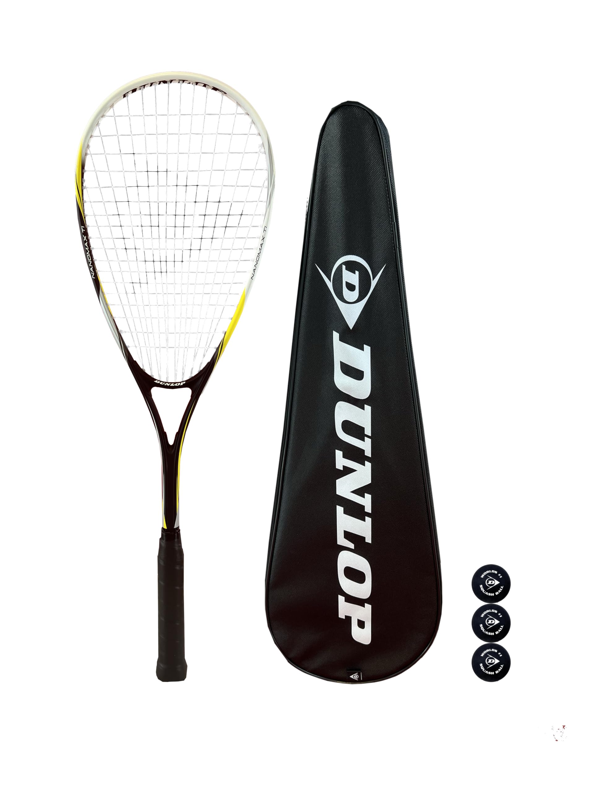 Dunlop Nanomax Lite Squash Racket with 3 Squash Balls