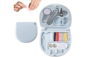 Mini Sewing Kit – Compact 7×6×1.5cm Portable Sewing Case with Needles, Thread, Scissors, Buttons & More – Travel-Friendly Eme