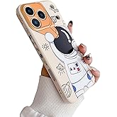 Yonds Queen for iPhone 17 Pro Cute Case, Cool Cartoon Astronaut Space Design Stylish Bumper Soft TPU Rubber Protective Anti-Slip Shockproof Creative Case(White Telescope, iPhone 17 Pro)