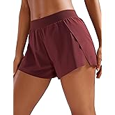 CRZ YOGA V Split Running Shorts for Women 2.5" - High Waisted Workout Athletic Gym Track with Liner Breathable Quick Dry
