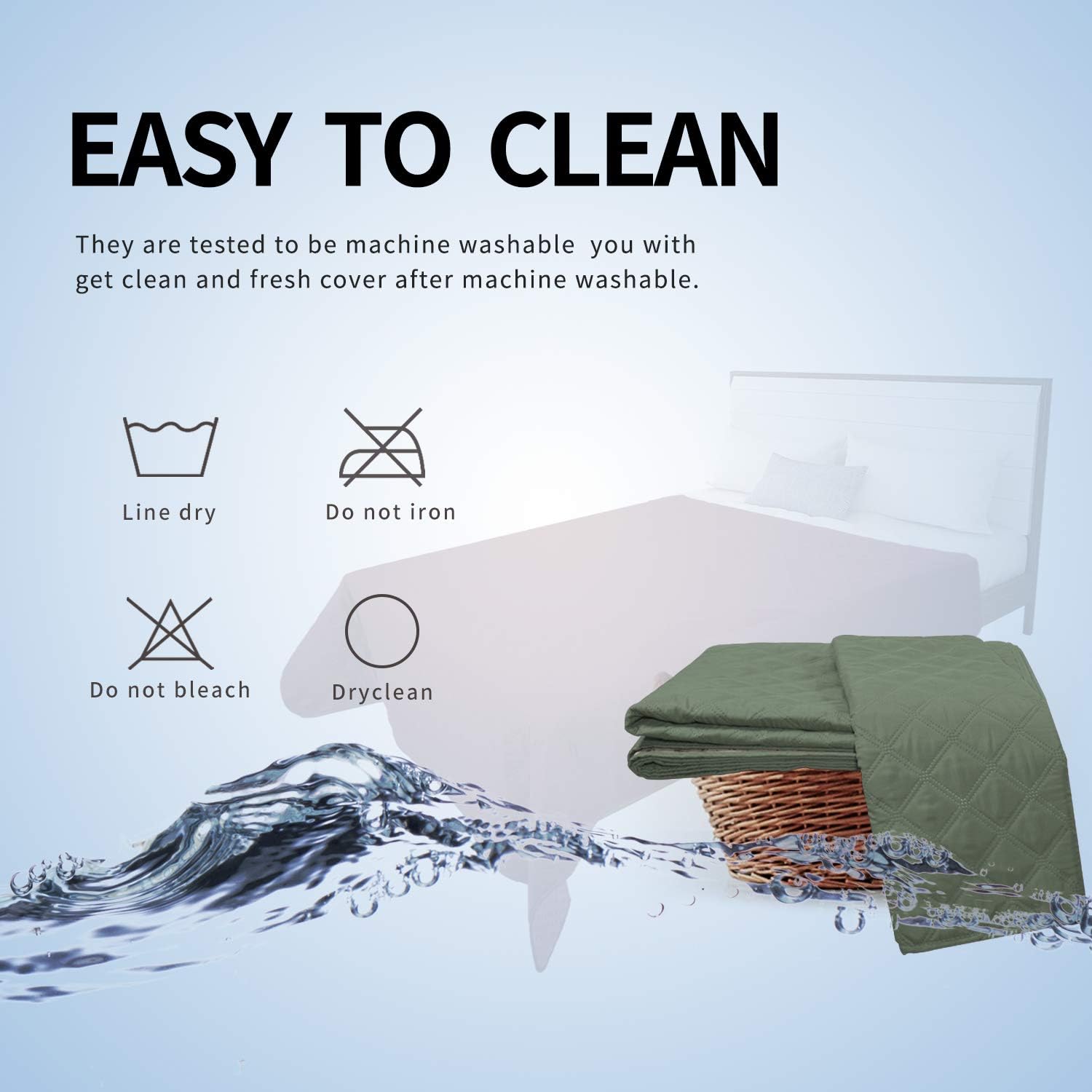 Easy-Going 100% Waterproof Dog Bed Cover Furniture Protector Sofa Cover Non-Slip Washable Reusable Incontinence Bed Underpads for Pets Kids Children Dog Cat(86x82 in,Greyish Green): Home & Kitchen