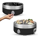 Portable Charcoal Outdoor BBQ Grill For Camping With Travel Bag - Small Tabletop Smoke ＆ Smokeless Pan Optional - Built…