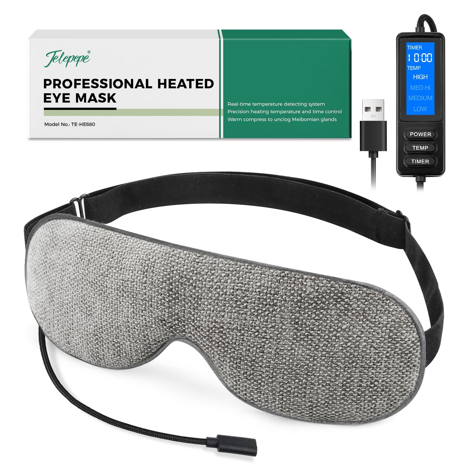 Photo 1 of *UNTESTED*
Telepepe Heated Eye Mask, Warm Eye Compress for Dry Eyes, Moist Heat Therapy for Blepharitis, Dark Circle, Chalazion, 4 Heating Levels, Gifts for Men Women, Travel(Grey)