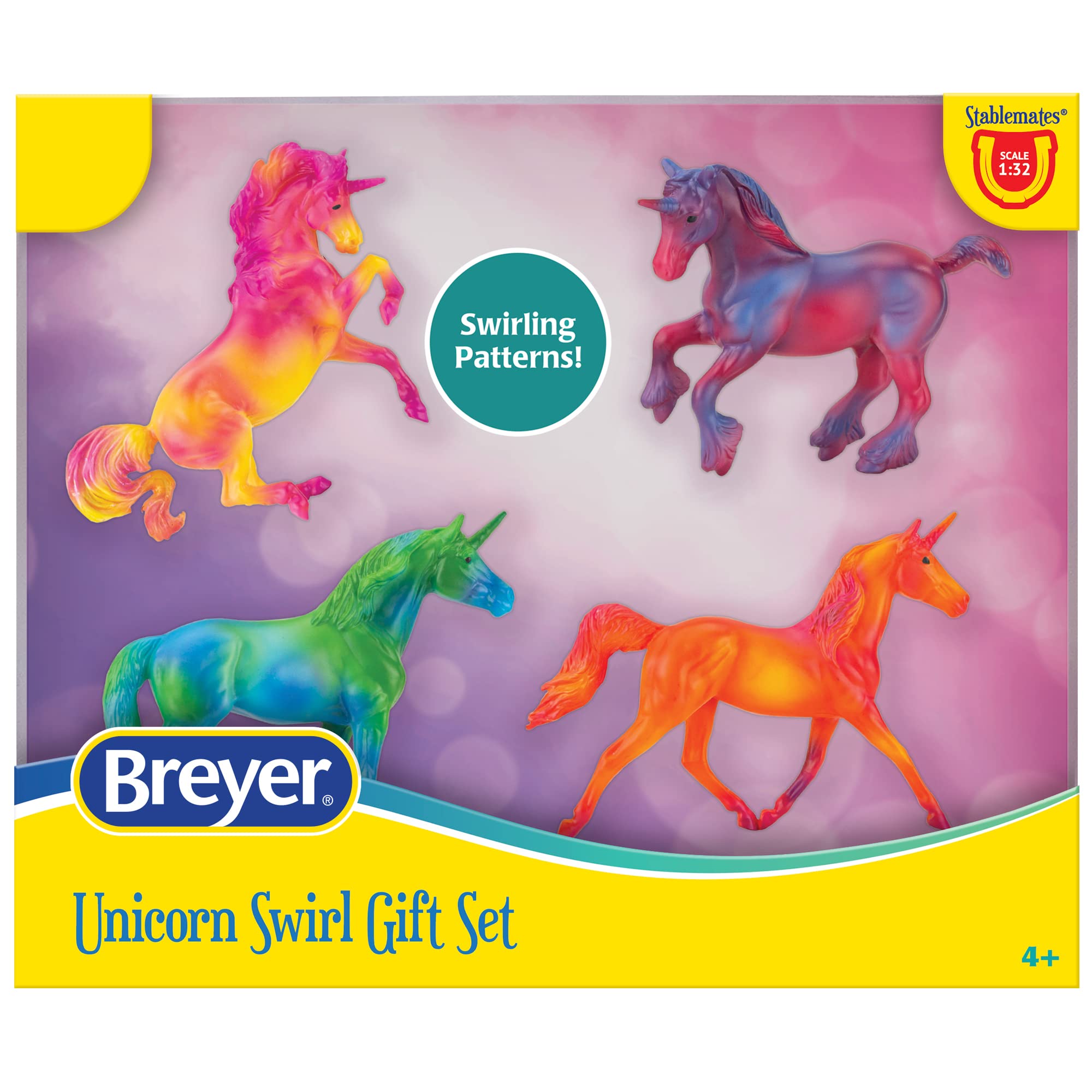 Breyer Horses Stablemates Unicorn Swirl Gift Set | 4 Unicorn Set | 1:32 Scale | 3.75" x 2.5" | Horse Toy | Model #6912