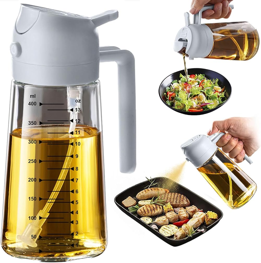TrendPlain 16oz Olive Oil Spray Bottle 2 in 1 Dispenser Kitchen Gadgets