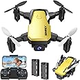 SIMREX X300C Mini Drone with Camera 720P HD FPV, RC Quadcopter Foldable Drone, Drone With Altitude Hold, 3D Flip, Headless Mode, Gravity Control and 2 Batteries, Gifts for Kids, Adults, Beginner, Yellow
