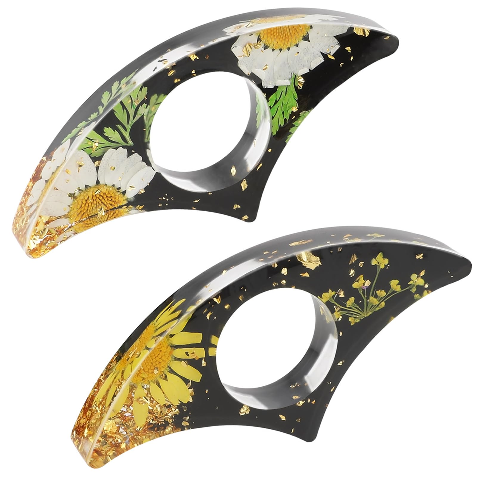 cobee Dried Flower Book Holder, 2 Pieces Handmade Thumb Book Page Holder Resin Reading Accessories Ring Book Opener Floral Bookmark for Teachers Book Lovers