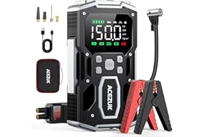 Portable Car Jump Starter with Air Compressor, ACEZUK 150PSI 7000A Jump Starter (All Gas/10.0L Diesel), 12V Battery Jump Box Car Battery Jumper Starter with 3.4" LCD Display, 2 Lights