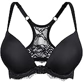 Upushall Women's Push Up Bra Racerback Front Closure Bras Padded Underwire Add 2 Cups