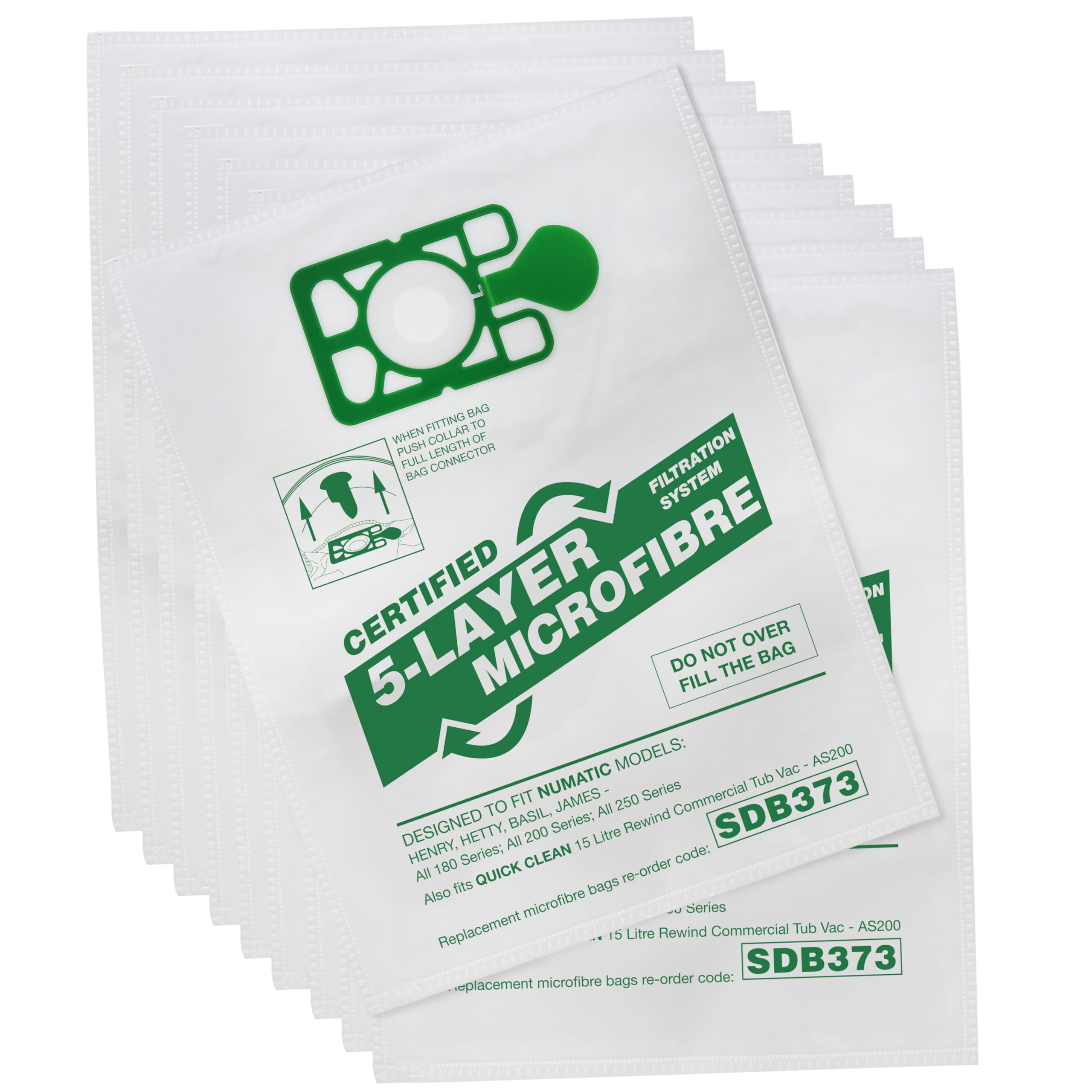 Qualtex Vacuum Cleaner Hoover Microfibre Dust Bags Compatible With Numatic Henry & Hetty Pack Of 10