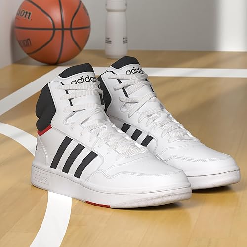 adidas Adult Hoops Mid White/Legend Ink/Vivid Red 10