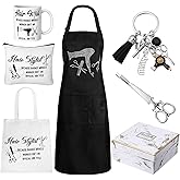Coume 7 Pcs Hairdresser Gift Set for Women Hairstylist Apron Tote Bag Makeup Bag Mugs Scissors Charm Keychain Scissor Hair Clips and Box for Female Inspirational Appreciation Gifts