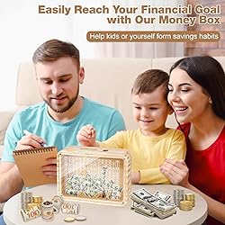 Homgaty Wooden Money Box Money Bank, Clear