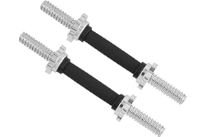 Yes4All Threaded Dumbbell Handles, 14/16/18/24 Inch Dumbbell Bar Pair, Chrome/Rubber Grip, Fit 1” or 1.15" Plates, 4 Star-Lock Collars with Loose-Resistant Rubber Trims
