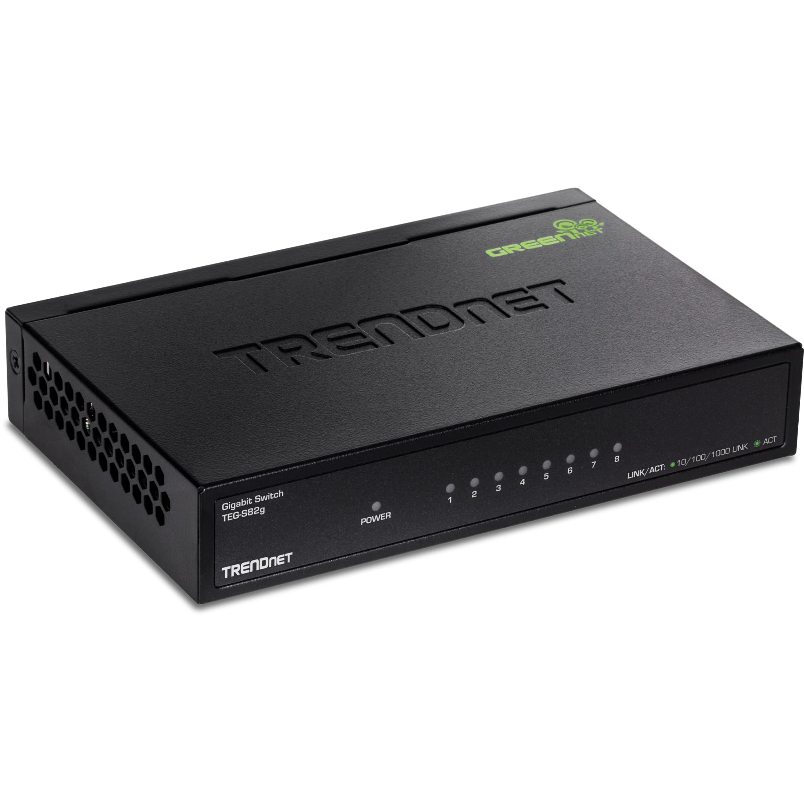 TRENDnet 8-Port Gigabit GREENnet Switch, TEG-S82G, Ethernet Splitter, Ethernet/Network Switch, 8 x 10/100/1000 Mbps Gigabit Ethernet Ports, 16 Gbps Switching Capacity, Metal