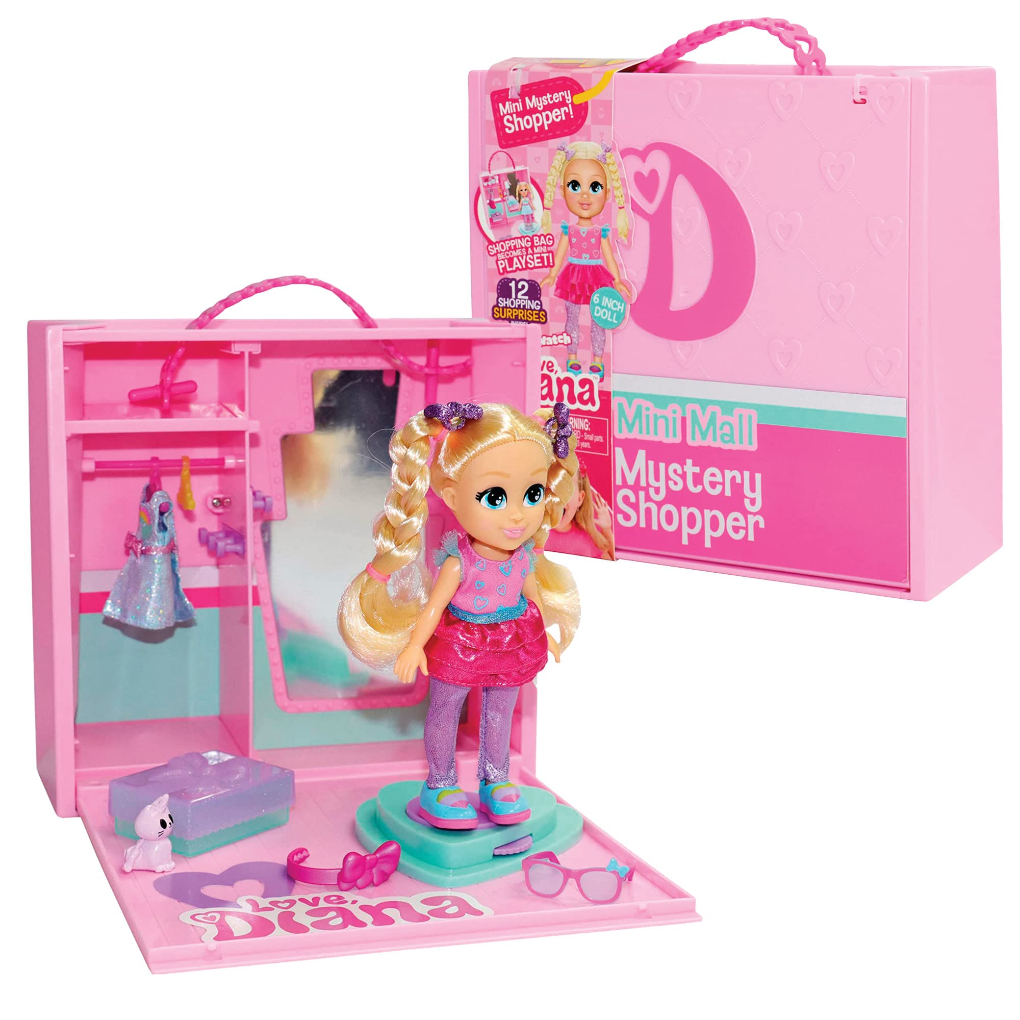 Giochi Preziosi Love Diana - Mystery Shopper, Playset with Mini Doll and Accessories, the Briefcase that becomes a store, Starting from 3 years, Colour,, LVE15000