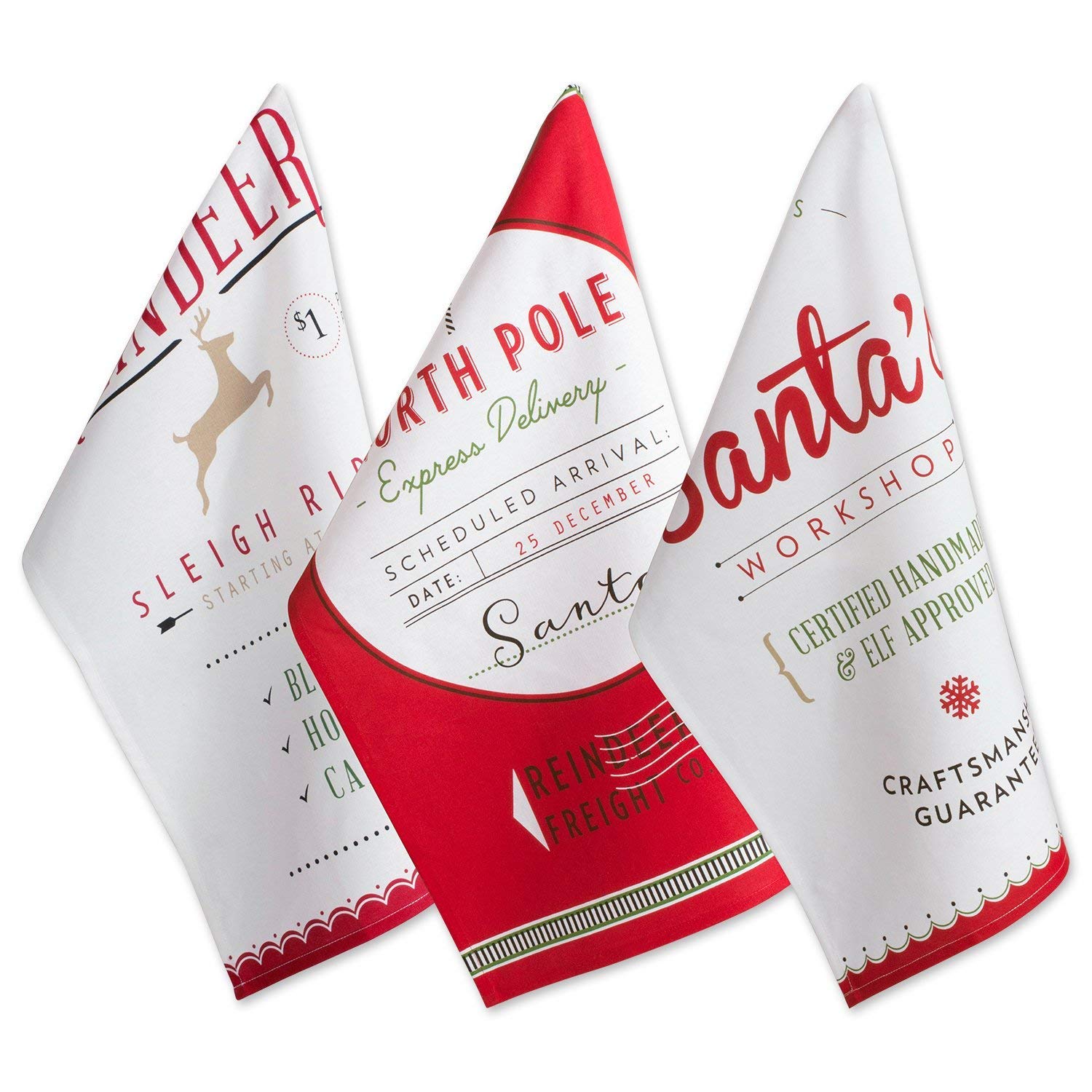 DII Cotton Christmas Holiday Dish Towels, 18x28 Set of 3, Decorative Oversized Kitchen Towels, Perfect Home and Kitchen Gift-Northpole