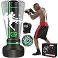 Heavy Punching Bag with Stand Adults Teens, 70" Freestanding Punching Bag with Boxing Gloves and Electric Air Pump, Women Men Standing Inflatable Boxing Bag for Training MMA Thai Fitness