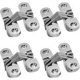 Rierdge 1-3/4" Hidden Hinge Stainless Steel 180 Degree, 4pcs | Invisible Cross Hinges, Kitchen Cabinet Door, Frameless Concealed, With Screws