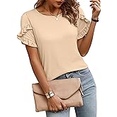 Xosini Short Sleeve Shirts for Women Ruffle Tops Crewneck Spring Summer Outfits Pleated 2026 Beach Vacation Clothes