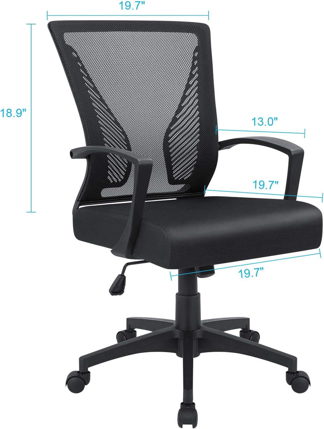 Furmax Office Mid Back Swivel Lumbar Support Desk, Computer Ergonomic Mesh Chair with Armrest (Black): Furniture & Decor