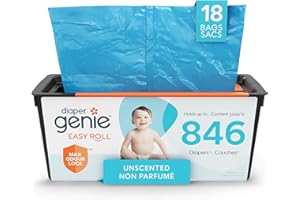 Diaper Genie Easy Roll Refill with 18 Bags - for the Diaper Genie Signature and Platinum pails | Lasts Up to 5 Months or Hold