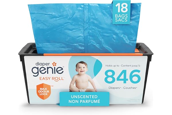 Diaper Genie Easy Roll Refill with 18 Bags - for the Diaper Genie Signature and Platinum pails | Lasts Up to 5 Months or Hold