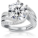 Brimaney Moissanite Engagement Rings for Women, 5CT Promise Rings for Her with White Gold Platinized Copper, D Color VVS1 Clarity Wedding Band Moissanite Ring