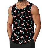 Idgreatim Mens Hawaiian Tank Tops 3D Graphic Summer Beach Sleeveless T Shirt