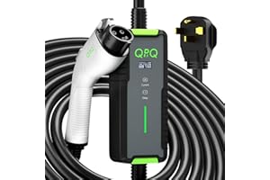 QPQ Level 2 EV Charger 40A 240V, Portable Electric Vehicle Charging Stations with Adjustable Current/Timing Delay, J1772 EV Car Charger Level 2 Charger with 21 FT Cable, NEMA 14-50 Plug