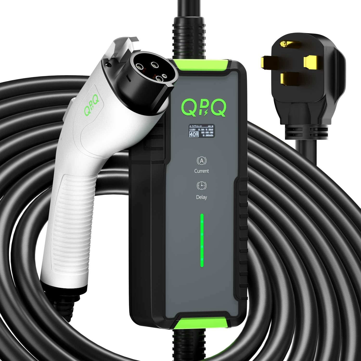 Photo 1 of QPQ Level 2 EV Charger 40A 240V, Portable Electric Vehicle Charging Stations with Adjustable Current/Timing Delay, J1772 EV Car Charger Level 2 Charger with 21 FT Cable, NEMA 14-50 Plug