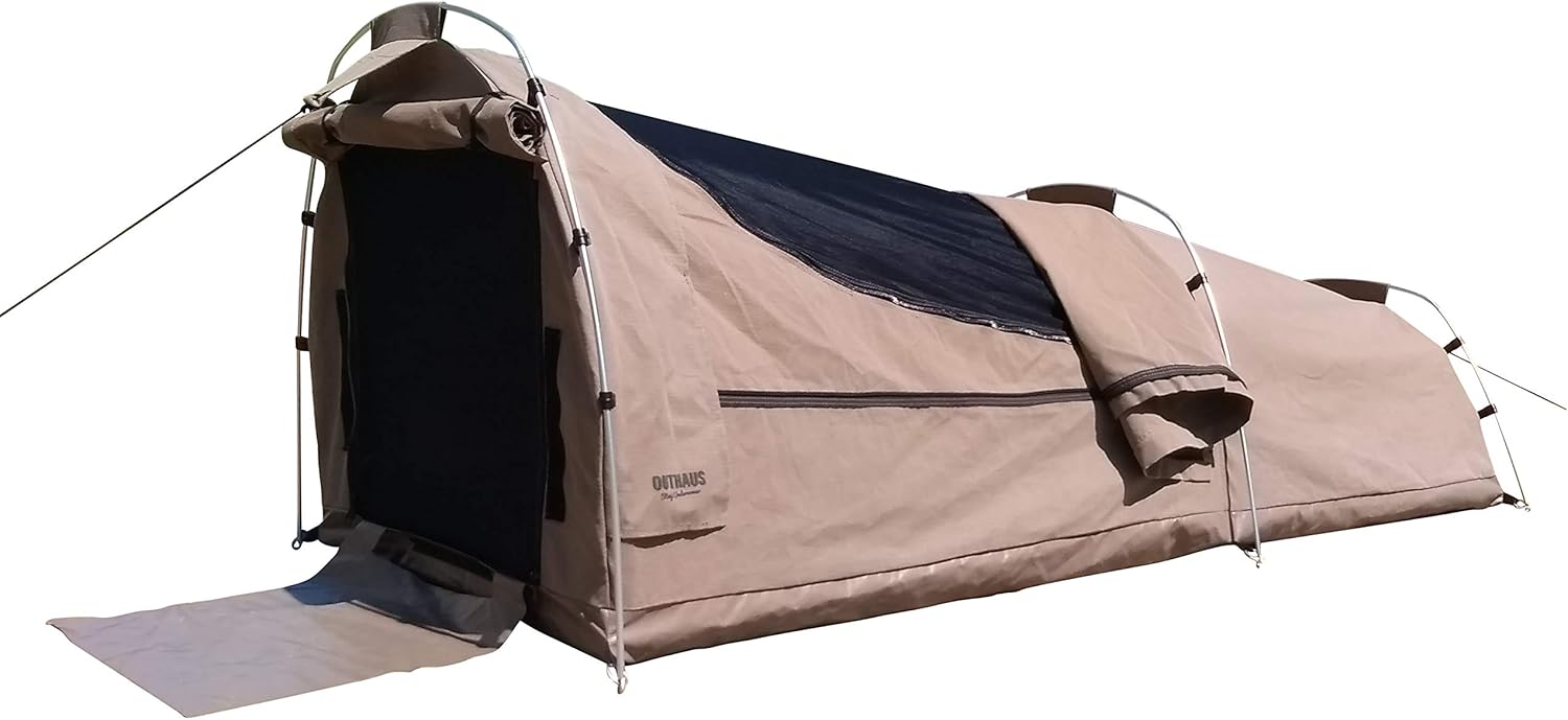 Outhaus Rockhampton Canvas Swag, 2150 x 900mm with 50mm foam mattress