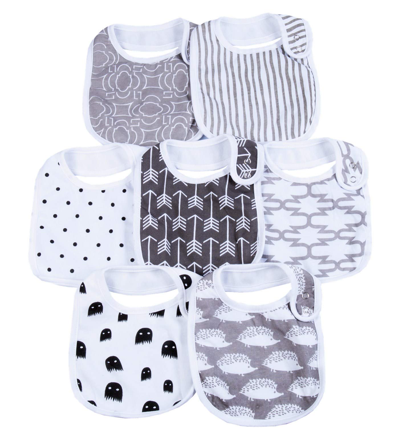 7 Pack Baby Cotton Absorbent Bibs for Drooling Teething