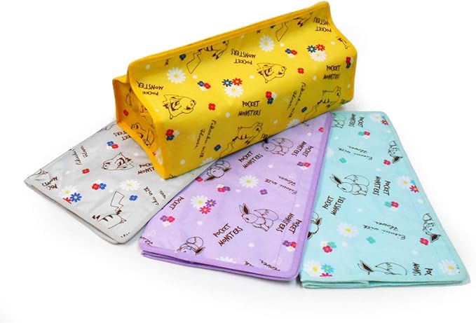 Amazon ポケモン ポケットモンスター ティッシュケース ボックスティッシュカバー ピカチュウ イエロー ピカチュウ グレー イーブイ パープル イーブイ ミント ４種セット アニメ 萌えグッズ 通販