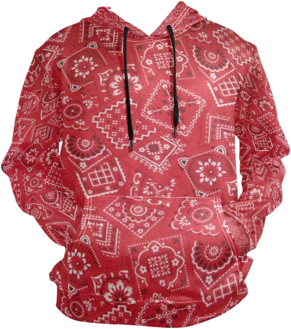 Men's Hoodies Sweatshirt Red Bandana Long Sleeve Pullovers