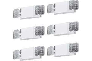 LED FLYING DIRECT LED Emergency Lights with Battery Backup, Two Head Adjustable LED Commercial Emergency Light, UL 924 Certified, AC 120/277V, Hardwired Emergency Exit Light Fixtures for Business (6 Pack)