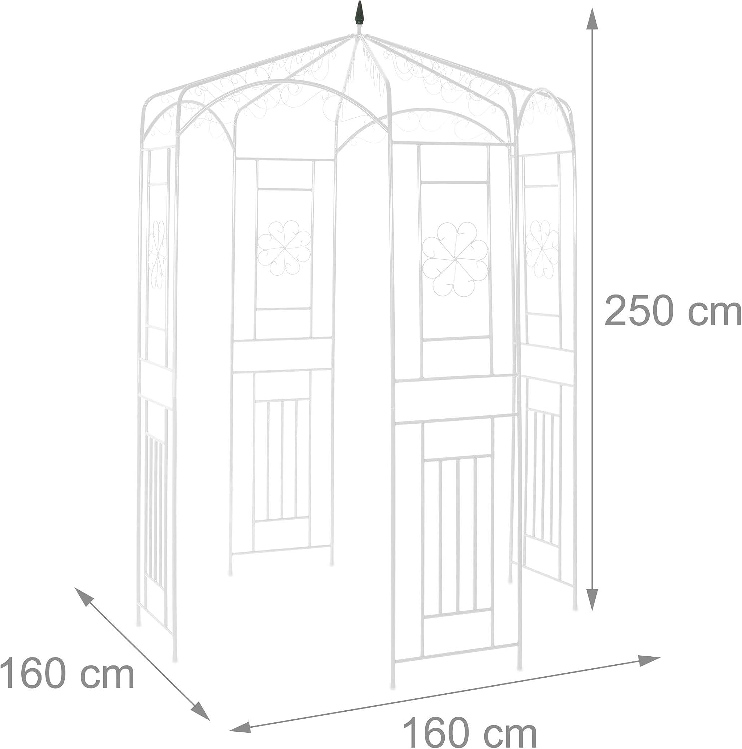 Relaxdays Metal Rose Pavilion, Growth Support, Garden Trellis, HWD 250x160x160cm, White, 250 x 160 x 160 cm - Image 5