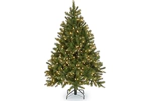 National Tree Company 4.5 ft Pre-Lit Downswept Douglas Fir Artificial Christmas Tree, 450 Clear Lights, 525 Tips, Includes Stand, Green