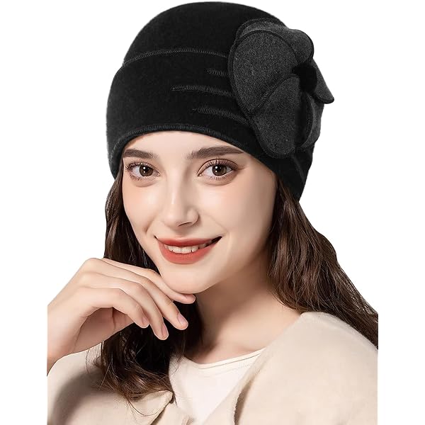 3924 Flower Women Beret, Double Layer Thickened Winter Knitted Beanie Beret Flower Women Beret, Double Layer Thickened Winter Knitted  main image 4