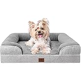 EHEYCIGA Orthopedic Small Dog Bed, Waterproof Memory Foam Washable Pet Beds | Non-Slip Bottom and Egg-Crate Foam Medium Dog Couch Bed with Washable Removable Cover, Grey