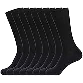 WANDER Mens Dress Socks Double Needle Rib Cotton Solid Premium Socks Lightweight Classic Business Socks 6/8 Pairs 7-12/13-15
