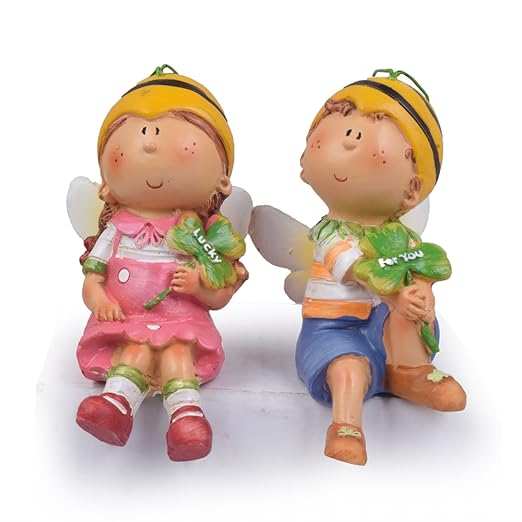 Wonderland Poly Resin Honey Bee (Set of 2, Sitting) 3.5 inches Tall for Bonsai, Planter, Terrarium, Garden D