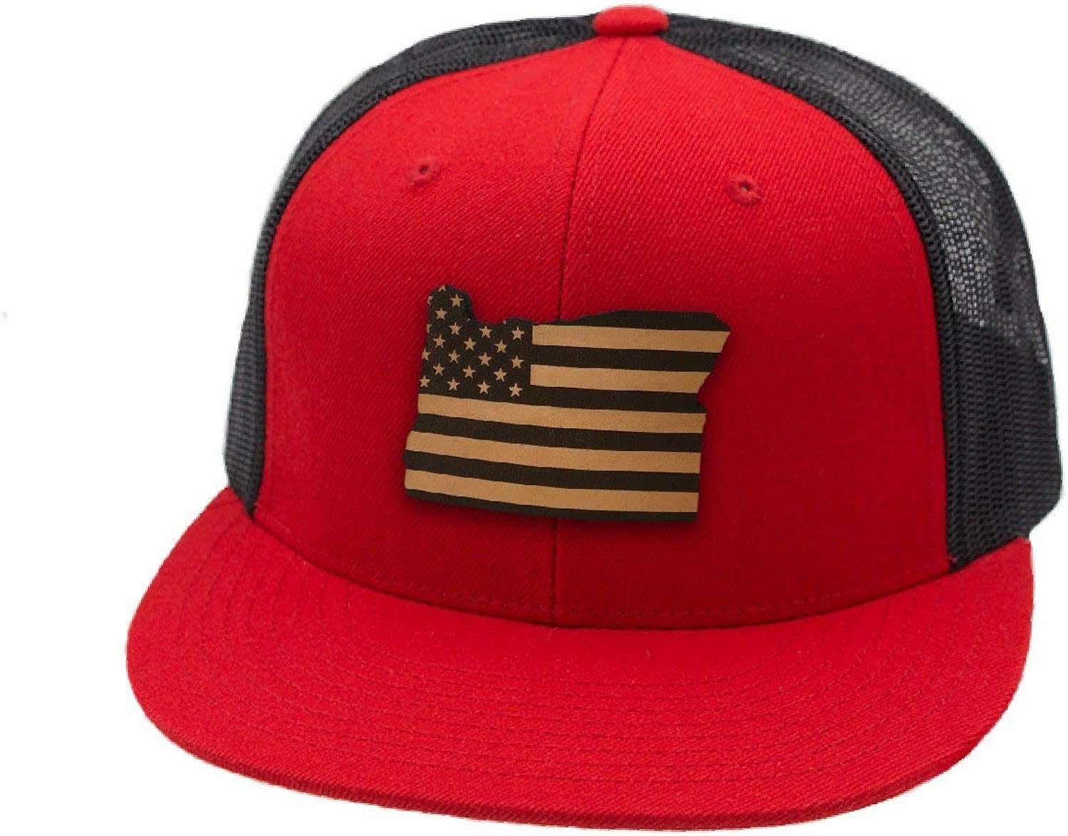Branded Bills Oregon Patriot Leather Patch Hat Flat Trucker Hats & Caps