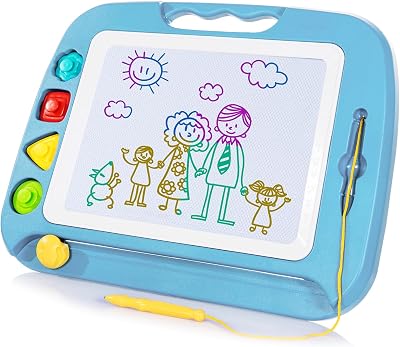 SGILE Large Magnetic Drawing Board for Toddlers 26x20 cm Learning Stamp Kit
