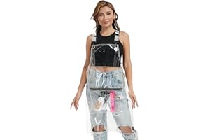 MIKI WELL Hair Stylist Apron with pocket - Waterproof Transparent Salon Apron,One-Size-Fits-Most, Adjustable webbing