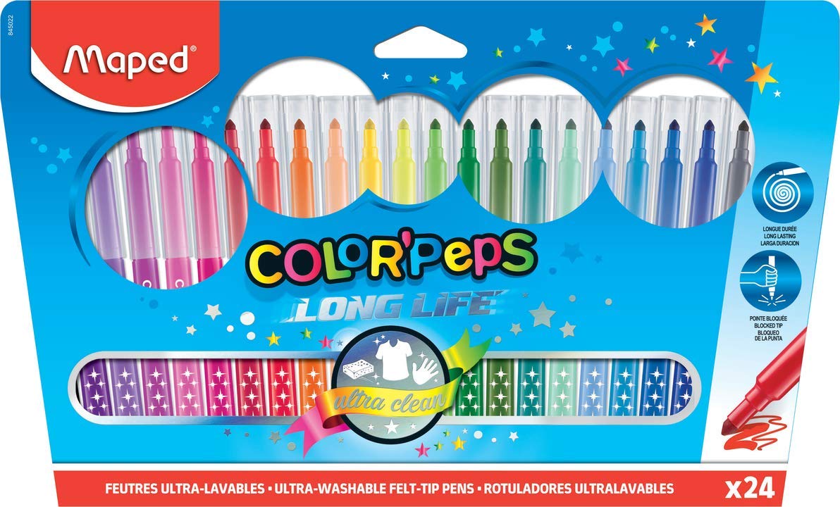 Maped Color'Peps Ultra Washable Felt/Fibre Tip Pens (18 Pack)